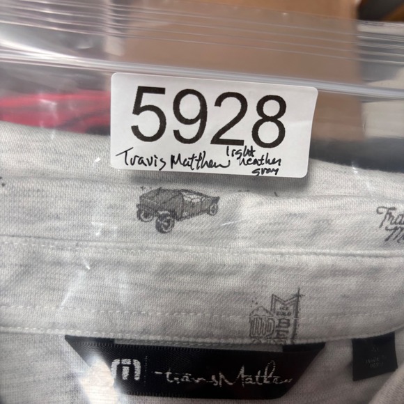Travis Mathew Polo Men XL (FIT M) Gray Stolen Time Tropical Golf Cart Ridglea - Picture 12 of 13